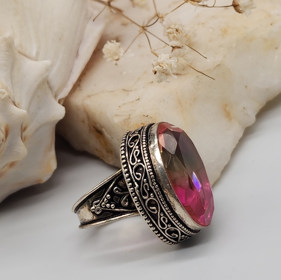 Oval Ametrin Stone Silver 925 Ring Beautiful Holiday Gift - Picture 3 of 13
